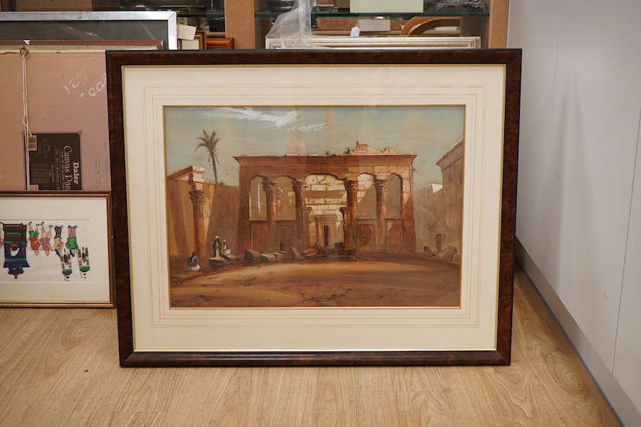 Henry Stanton Lynton (act.1886-1912), Orientalist study of ancient ruins, signed and dated '92, watercolour heightened with white, 42 x 59cm